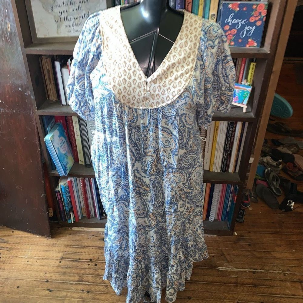 Lucky Brand paisley Jacobean flowy S Mumu lounge dress